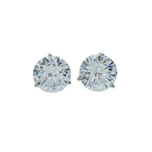 Cubic Zirconia Stud Earrings | Vintage Sterling Silver 925